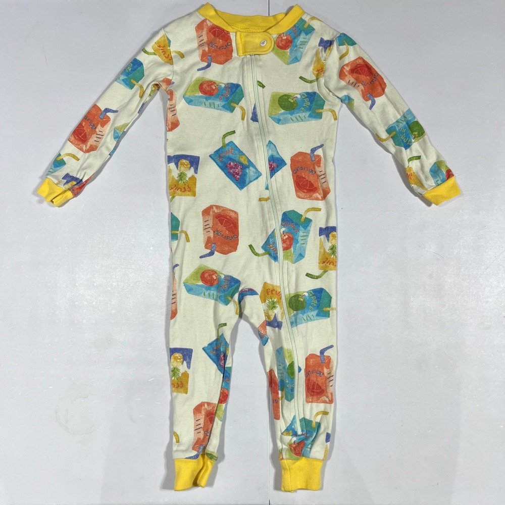 Burt's Bees Baby 18M Fruit Juice Box Organic Cotton Zip Front Sleeper Pajamas
